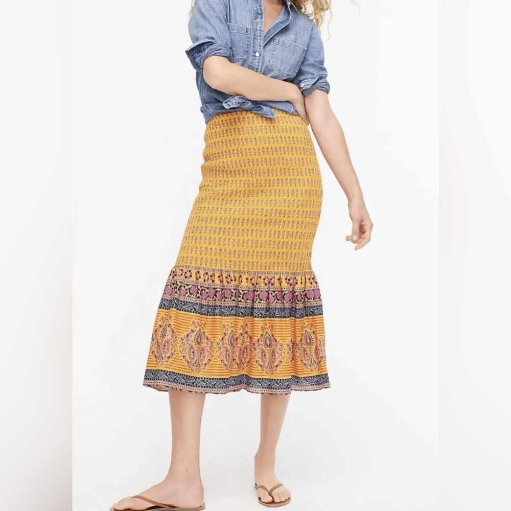 J. Crew, Sunny Block smocked skirt, size 10 - Picture 2 of 12
